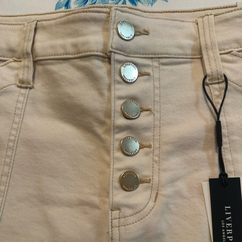 Liverpool Cream High Waist Tailored Shorts - Picture 3 of 14